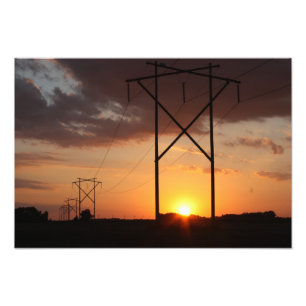 Power Line Sunset Photo Print