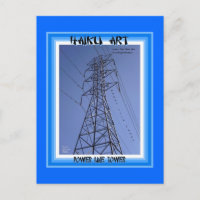 Power Line Tower Haiku Art Collectable Postcard