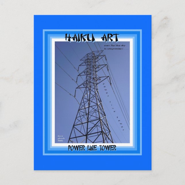 Power Line Tower Haiku Art Collectable Postcard (Front)