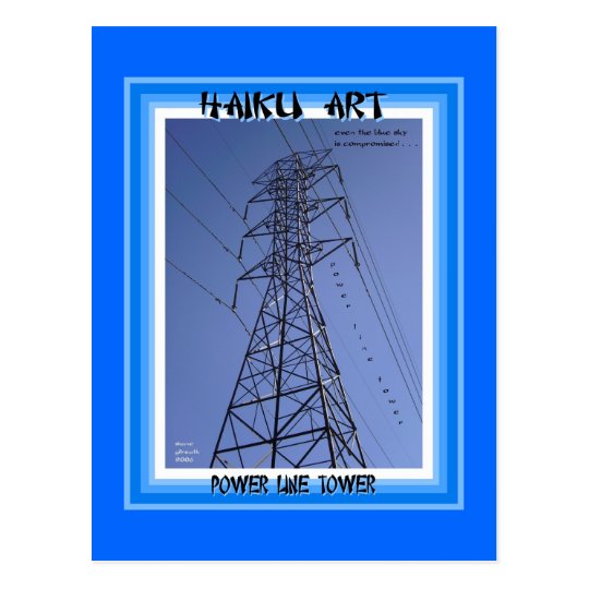 Power Line Tower Haiku Art Collectable Postcard