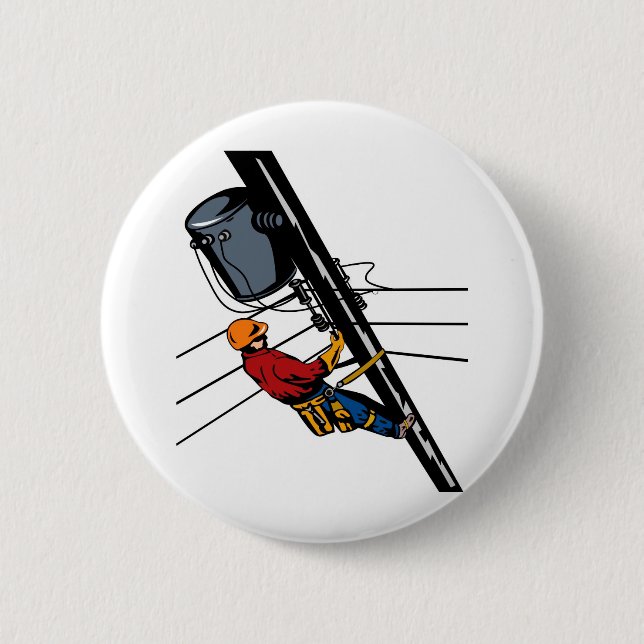 Power Lineman Electrician Electric Worker 2 Inch Round Button (Front)