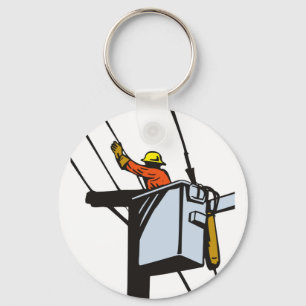 Power Lineman Electrician Electric Worker Keychain