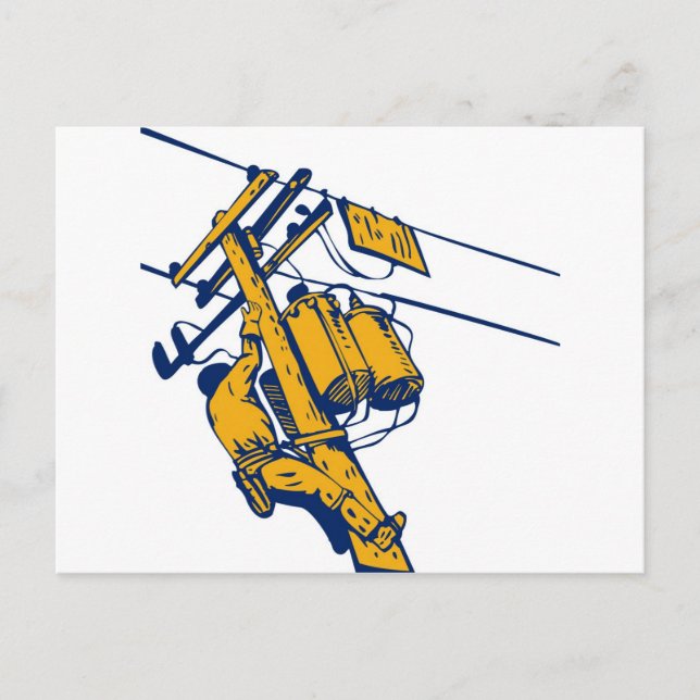 Power Lineman Electrician Electric Worker Postcard (Front)