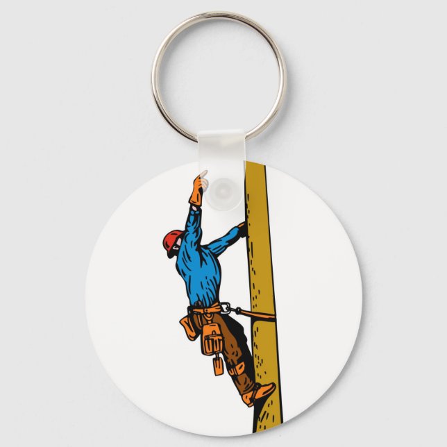 Power Lineman Electrician Worker Keychain (Front)