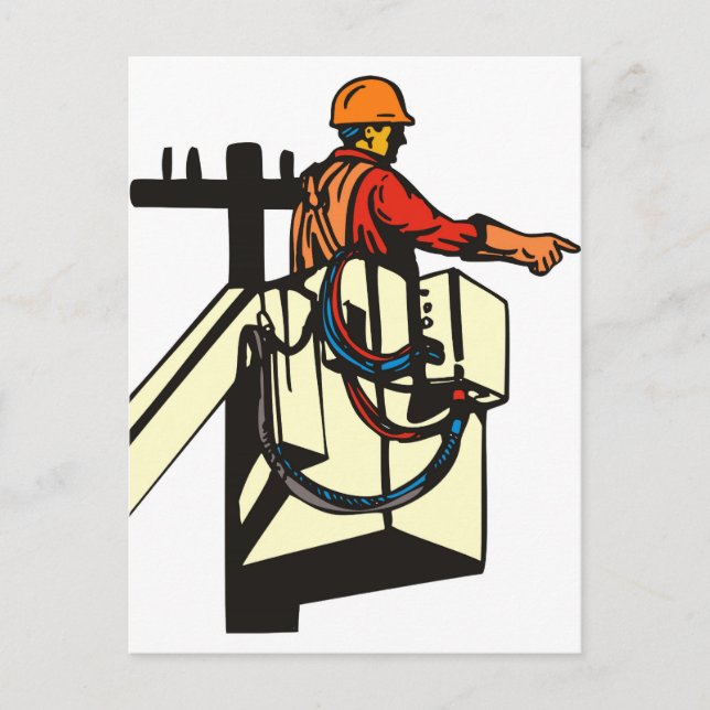 Power Lineman Electrician Worker Postcard (Front)