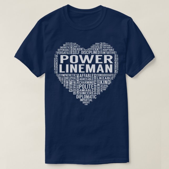 Power Lineman Heart T-Shirt (Design Front)