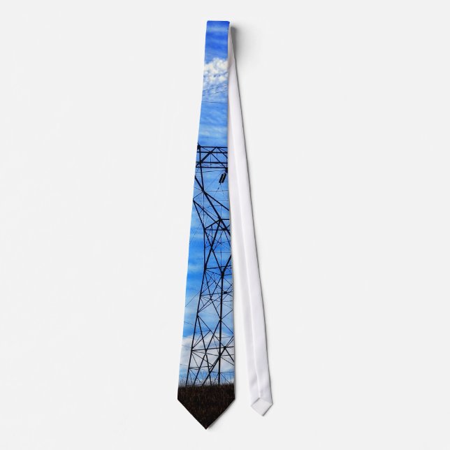 Power lines in blue sky tie (Front)