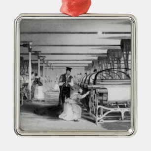 Power Loom Weaving, engraved by J. Tingle, 1835 Metal Ornament