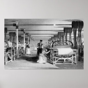 Power Loom Weaving, engraved by J. Tingle, 1835 Poster