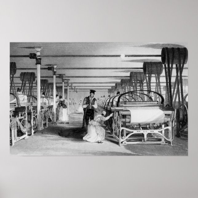 Power Loom Weaving, engraved by J. Tingle, 1835 Poster (Front)