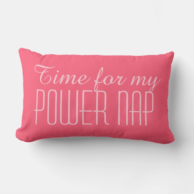 POWER NAP custom colour & name throw pillow (Front)
