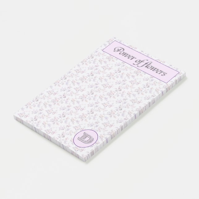 Power of flowers (A-Z) Collection Monogram D Post-it Notes (Angled)