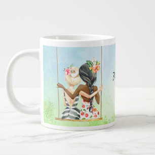 Power of Friendship Overcomes All Differences Large Coffee Mug