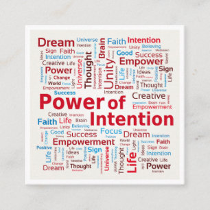 Power of Intention Word Cloud Success Colourful Square Business Card