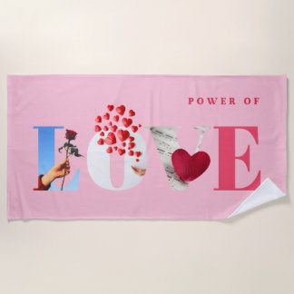 Power of Love Quote Romantic Soft Light Pink Beach Towel