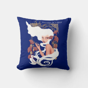 Power Of Mind Art Nouveau Floral Artwork Throw Pillow