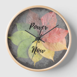 Power of Now - Mur Horloge Cadre en bois