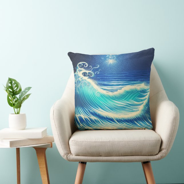 Power of the Blue Ocean Throw Pillow (Chair)