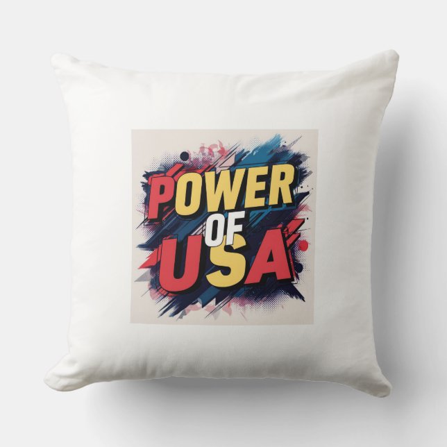 Power of USA Coussin - Bold Patriotic Design (Recto)