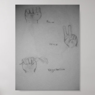 Power, Peace, Végétarien Original Artwork Poster