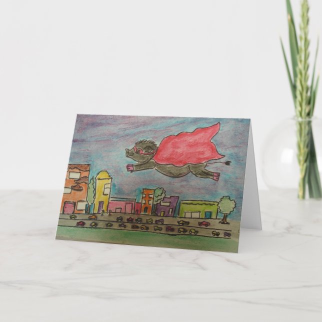 Power Pig Greeting Card (Front)