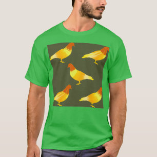 Power Pigeon Pattern in Yellow and Brown T-Shirt