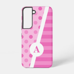 Power Pink Polka Dot and Stripe Pattern Samsung Galaxy Case