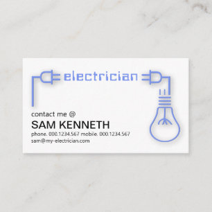 Power Plug Wiring Blue Light Bulb Silhouette Business Card