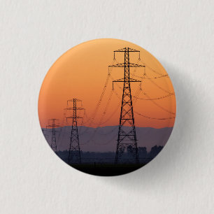 Power Pylons at Sunset 1 Inch Round Button