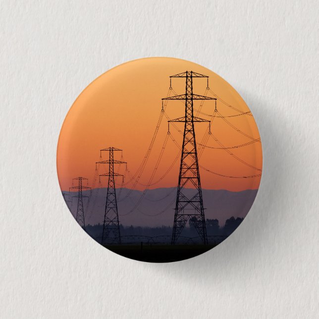 Power Pylons at Sunset 1 Inch Round Button (Front)