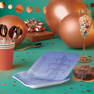 Power Pylons Starry Sky Paper Plate