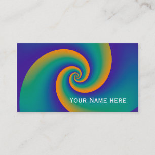 Power Spirals Fractal Pattern - orange blue Business Card