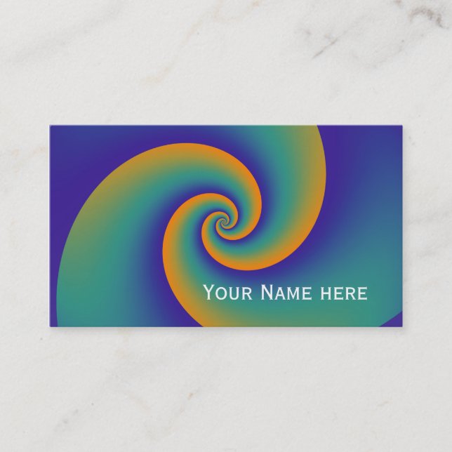 Power Spirals Fractal Pattern - orange blue Business Card (Front)