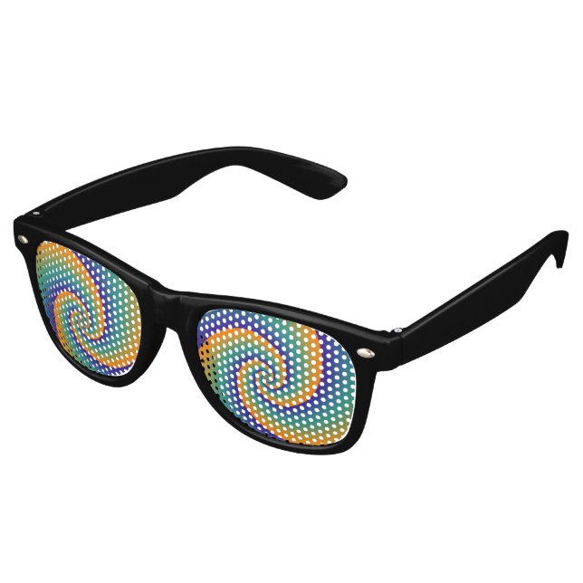 Power Spirals Fractal Pattern - orange blue Retro Sunglasses (Angled)