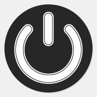 Power Symbol (Black and White) Classic Round Sticker