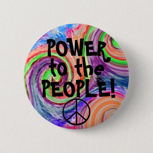 Power To The People-Groovy 2 Inch Round Button (Front)