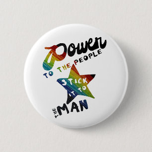 Power To The People (Retro Rainbow Patch) 2 Inch Round Button