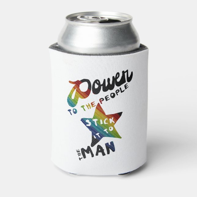 Power To The People (Retro Rainbow Patch) Can Cooler (Can Back)