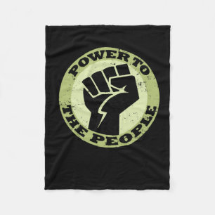 Power To The People Vintage Sticker  Fleece Blanket