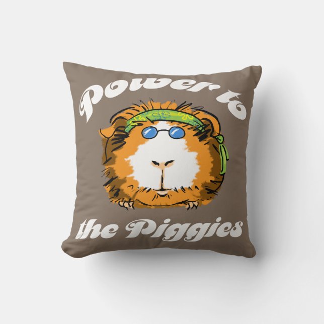 Power to the Piggies Throw Pillow (Front)