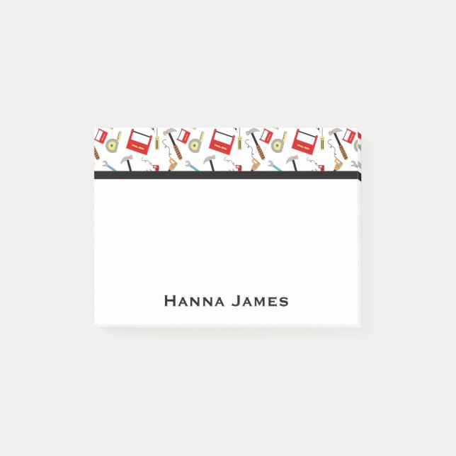 Power Tools Handyman Theme Personalized Post-it Notes (Front)