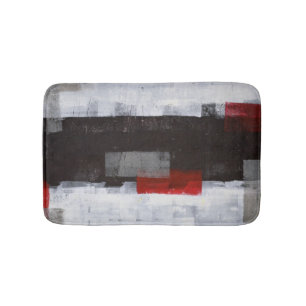 'Power Trip' Grey and Red Abstract Art Bath Mat