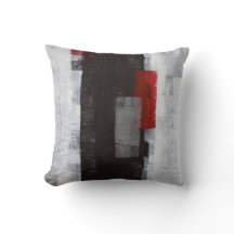 'Power Trip' Noir, gris, rouge Coussin d'art Abstr