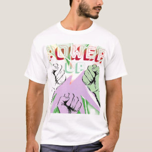 Power Up Cyber Grunge Fist Bump Aesthetic Graphic T-Shirt