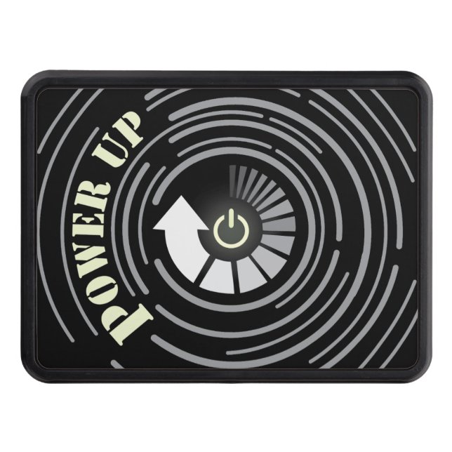 Power Up digital circle and power button Trailer Hitch Cover (Front)