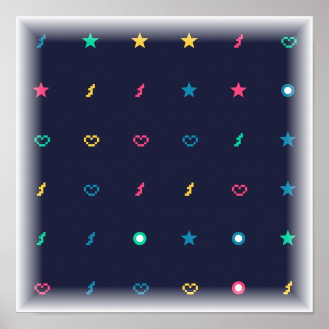 Power-Up Icons Pattern - 8-Bit Video Game Art Poster (Front)