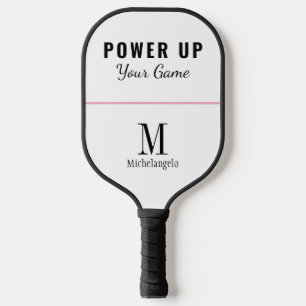 Power up your game Elegant Monogram Black White Pickleball Paddle