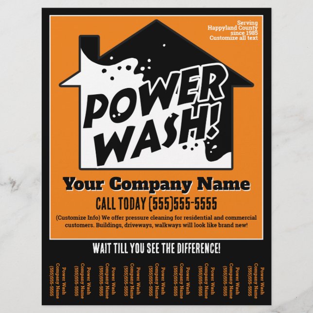 Power Wash Pressure Cleaning Marketing Advertise Flyer (Front)