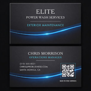 Power Wash Services QR Code Professional Business Card