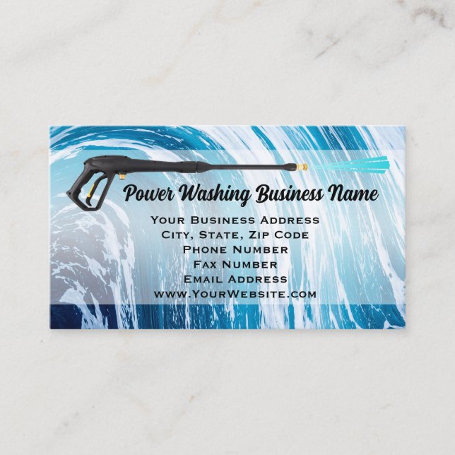 Power Washing Pressure Wash Blue Wave Contractor Business Card (Front)